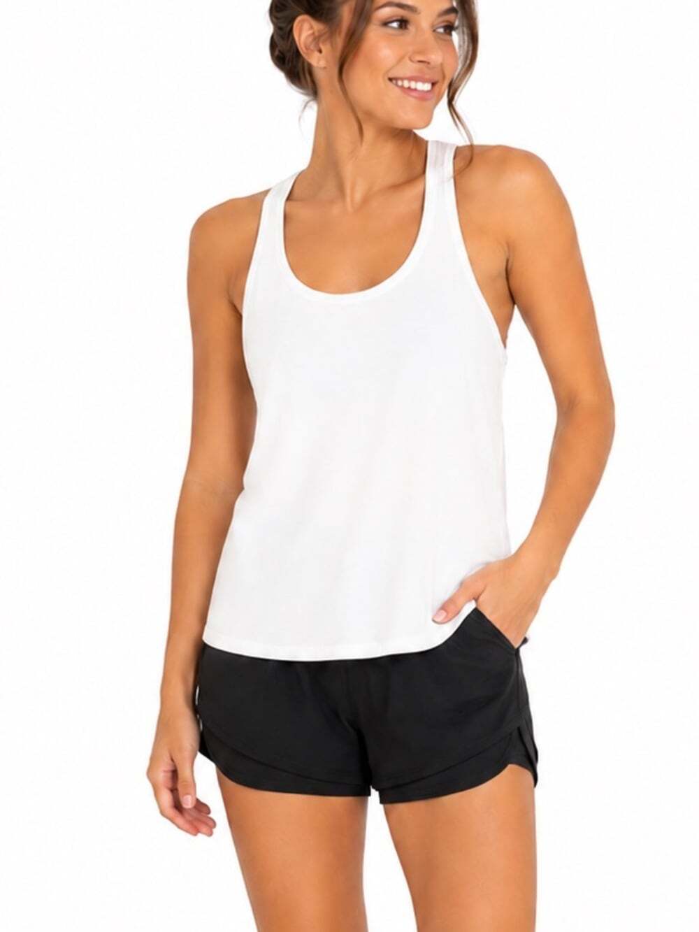 Lululemon Scoop Neck Tank White Racerback Workout Yoga Athleisure Top Small